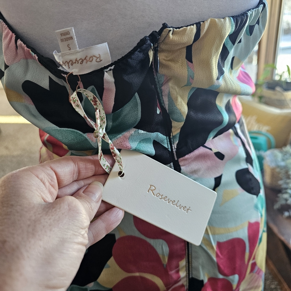 Rosevelvet Tropical Halter Mini Dress With Drape Size S - Picture 8 of 12